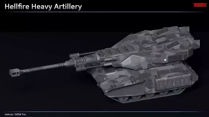 Scifi Hellfire Heavy Artillery Low-poly 3D model