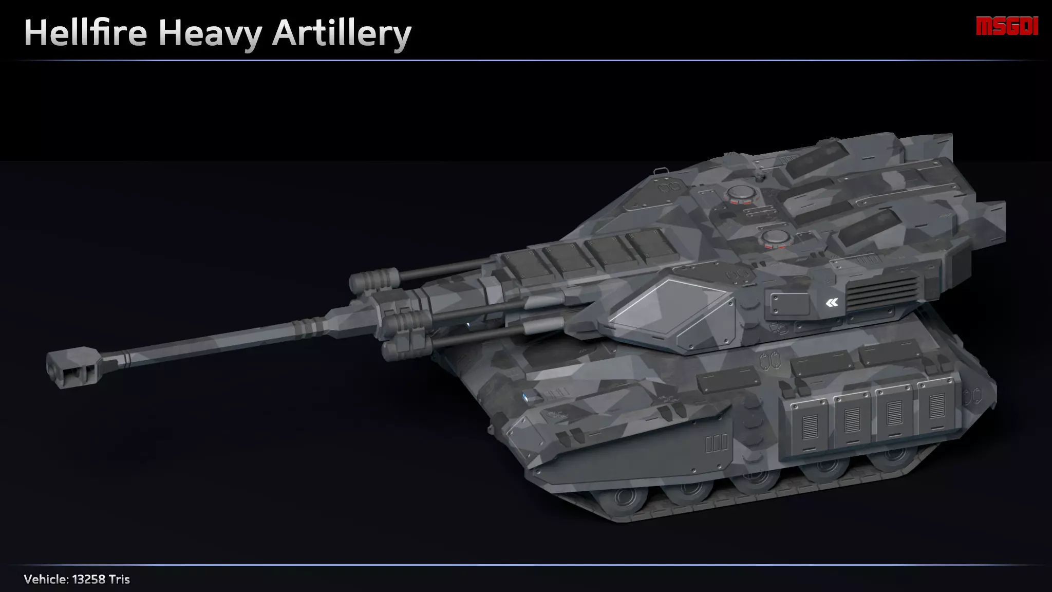 Scifi Hellfire Heavy Artillery Low-poly 3D model_0