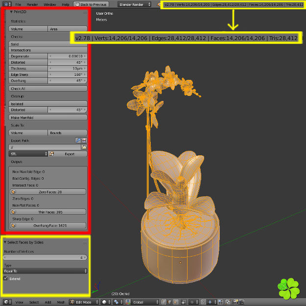 Orchid plant low poly Low-poly 3D model_33