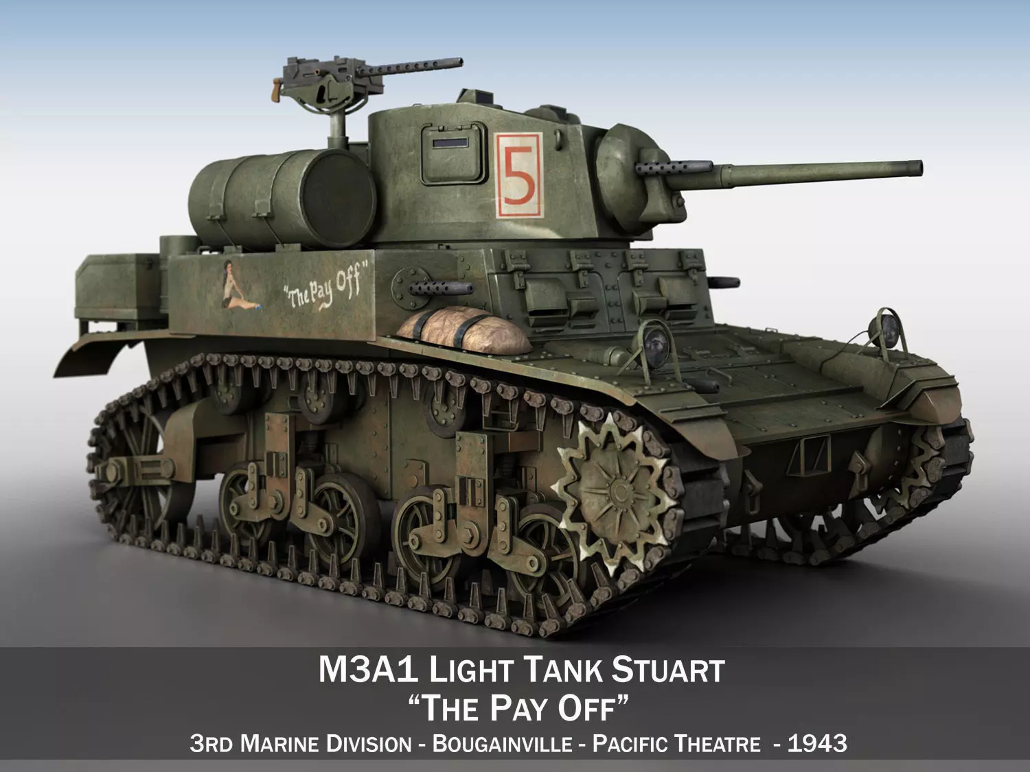 M3A1 Light Tank Stuart - The Pay Off 3D model
