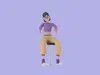 Stylized 3D Female Dancer Sitting - Cartoon Chair 3D model | CGTrader