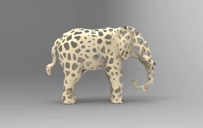 Elephant Voronoi 3D print model_6