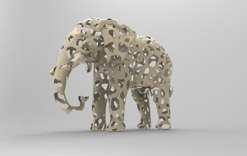 Elephant Voronoi 3D print model_1