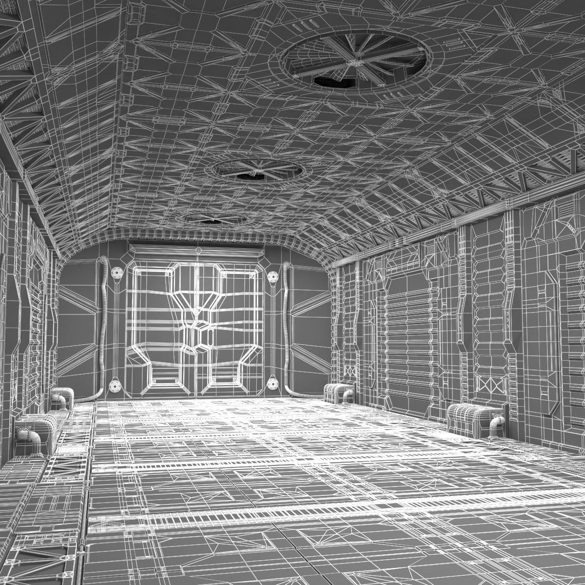 Sci-Fi hall environment 3D model_4