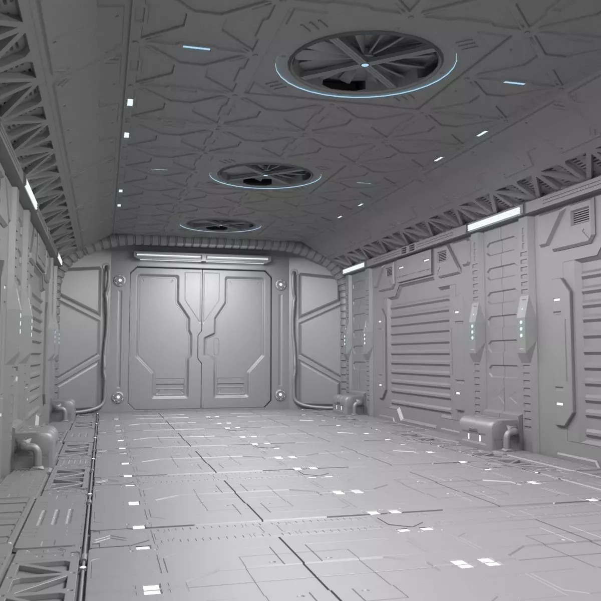Sci-Fi hall environment 3D model_0