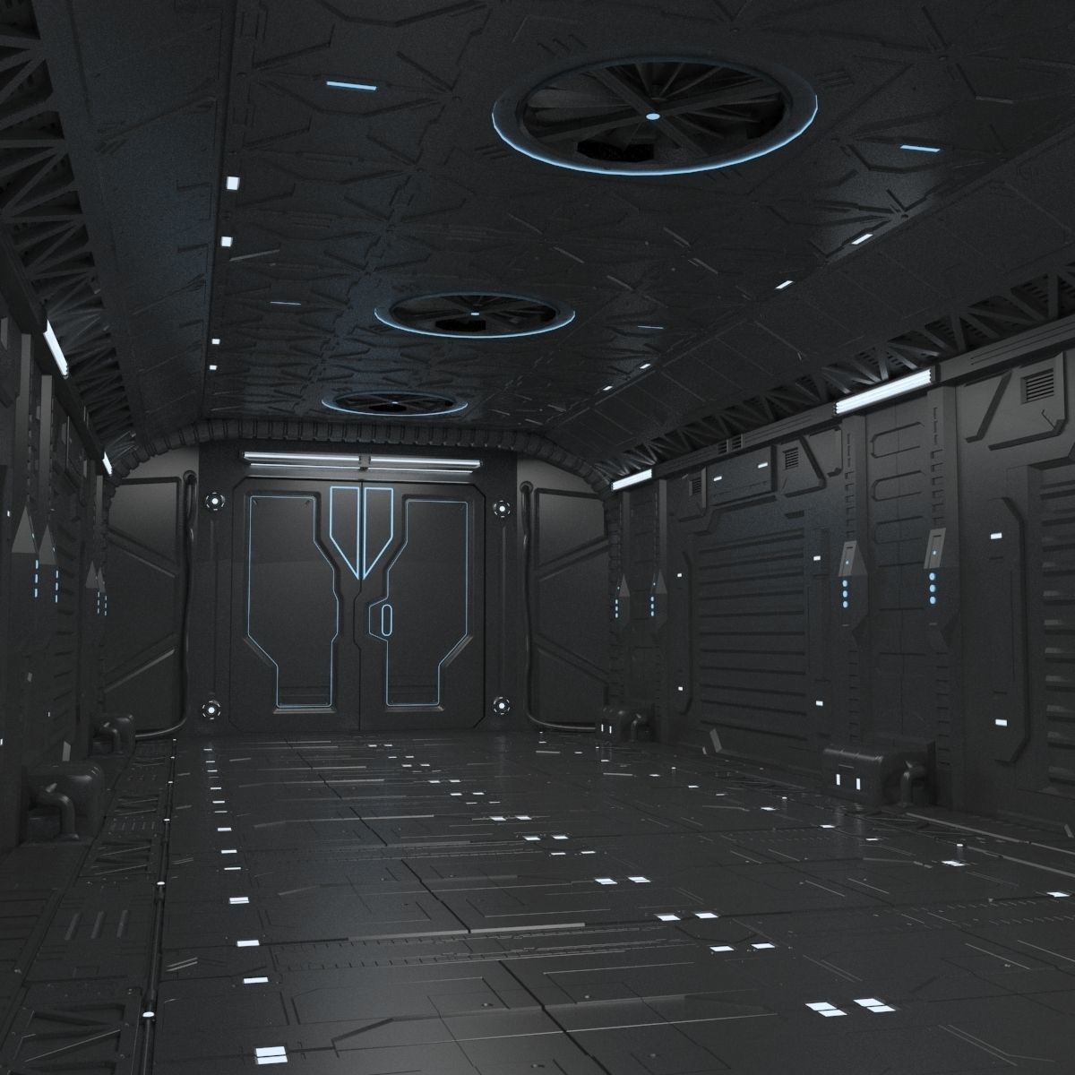 Sci-Fi hall environment 3D model_7