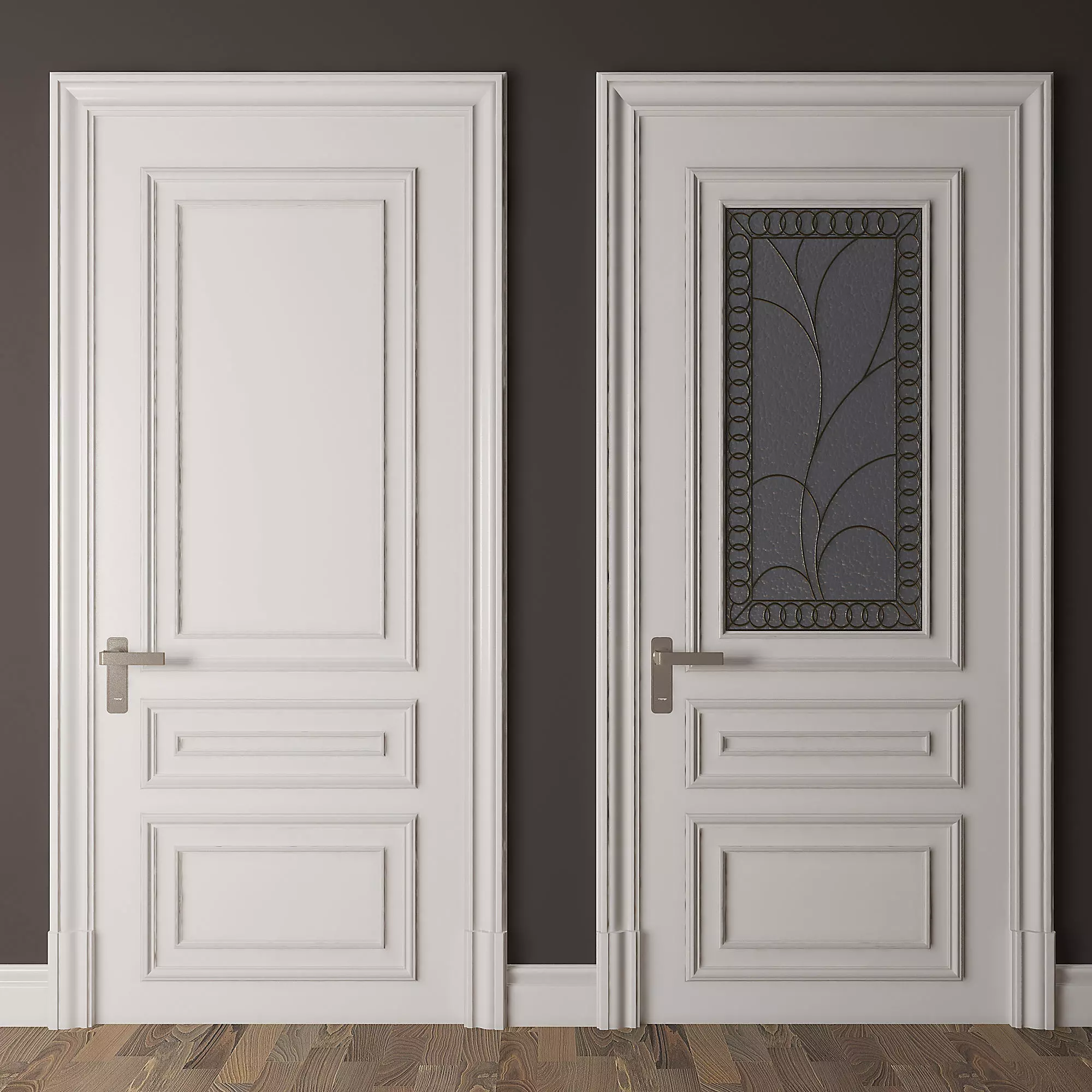 Classic door 01 3D model_0