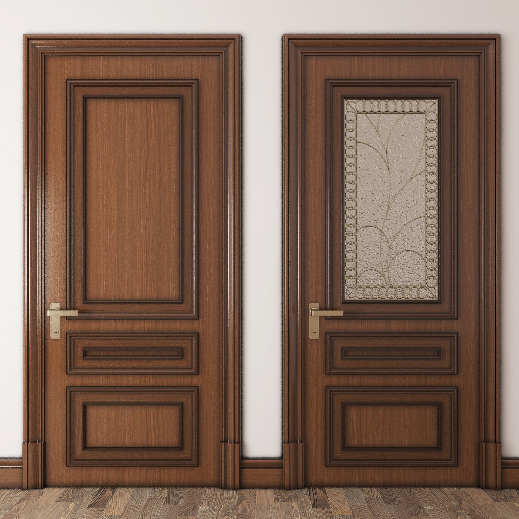 Classic door 01 3D model_1
