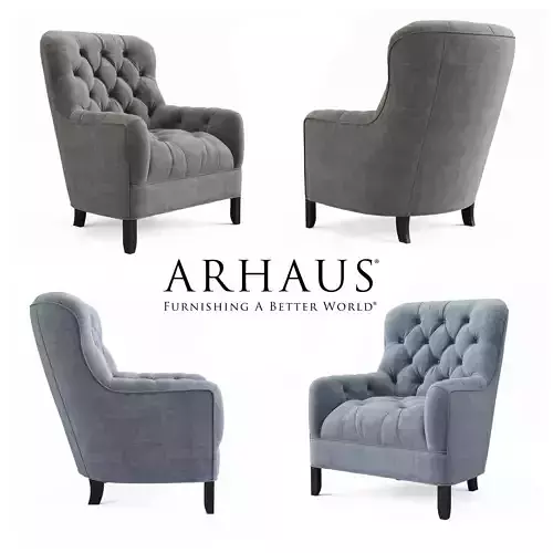 ARHAUS CLUB 34 TUFTED UPHOLSTERED CHAIR IN TWEED