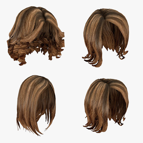 Female hairstyle hair pack Low-poly 3D model