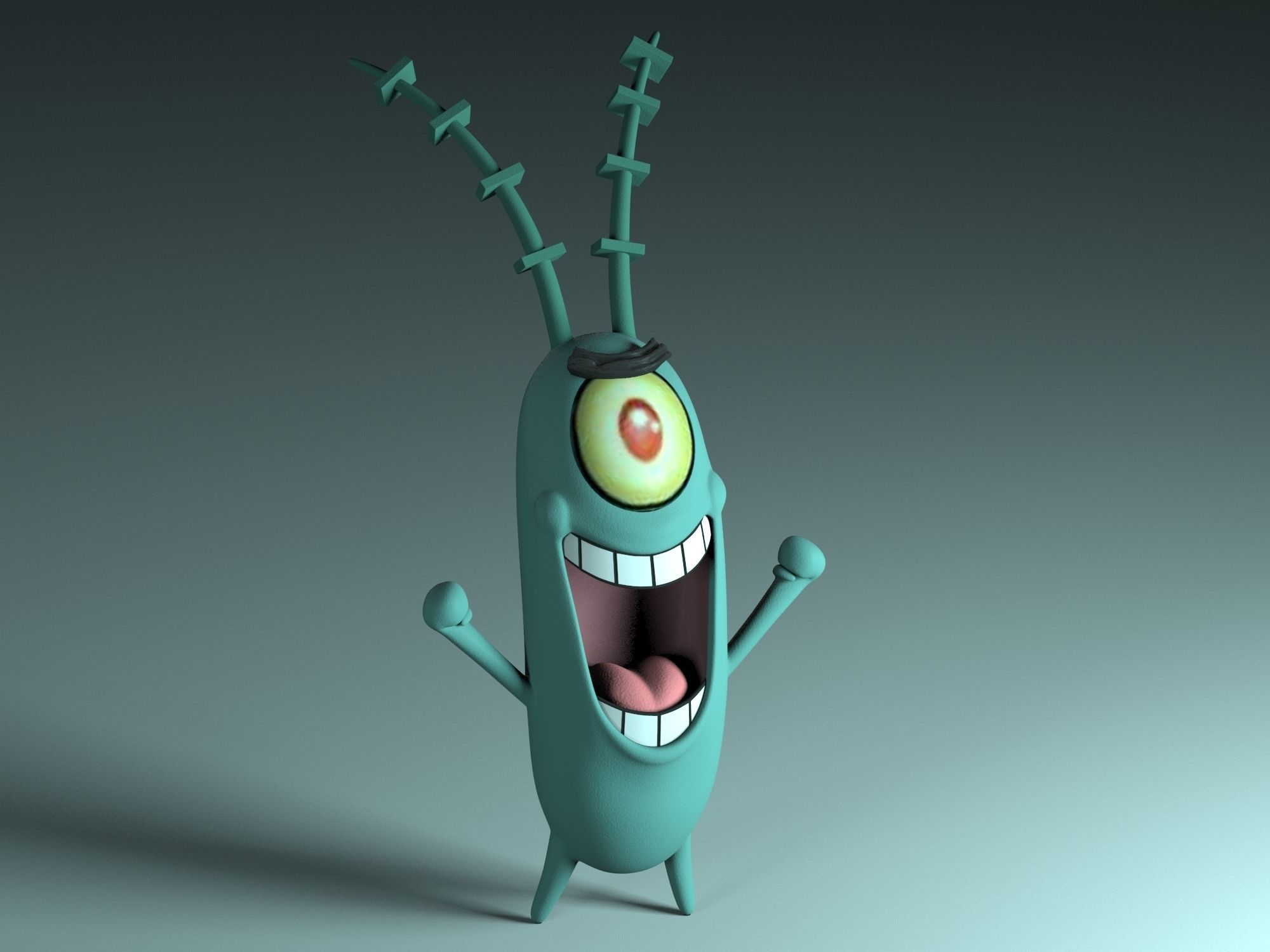 Plankton cartoon character 3D model_1