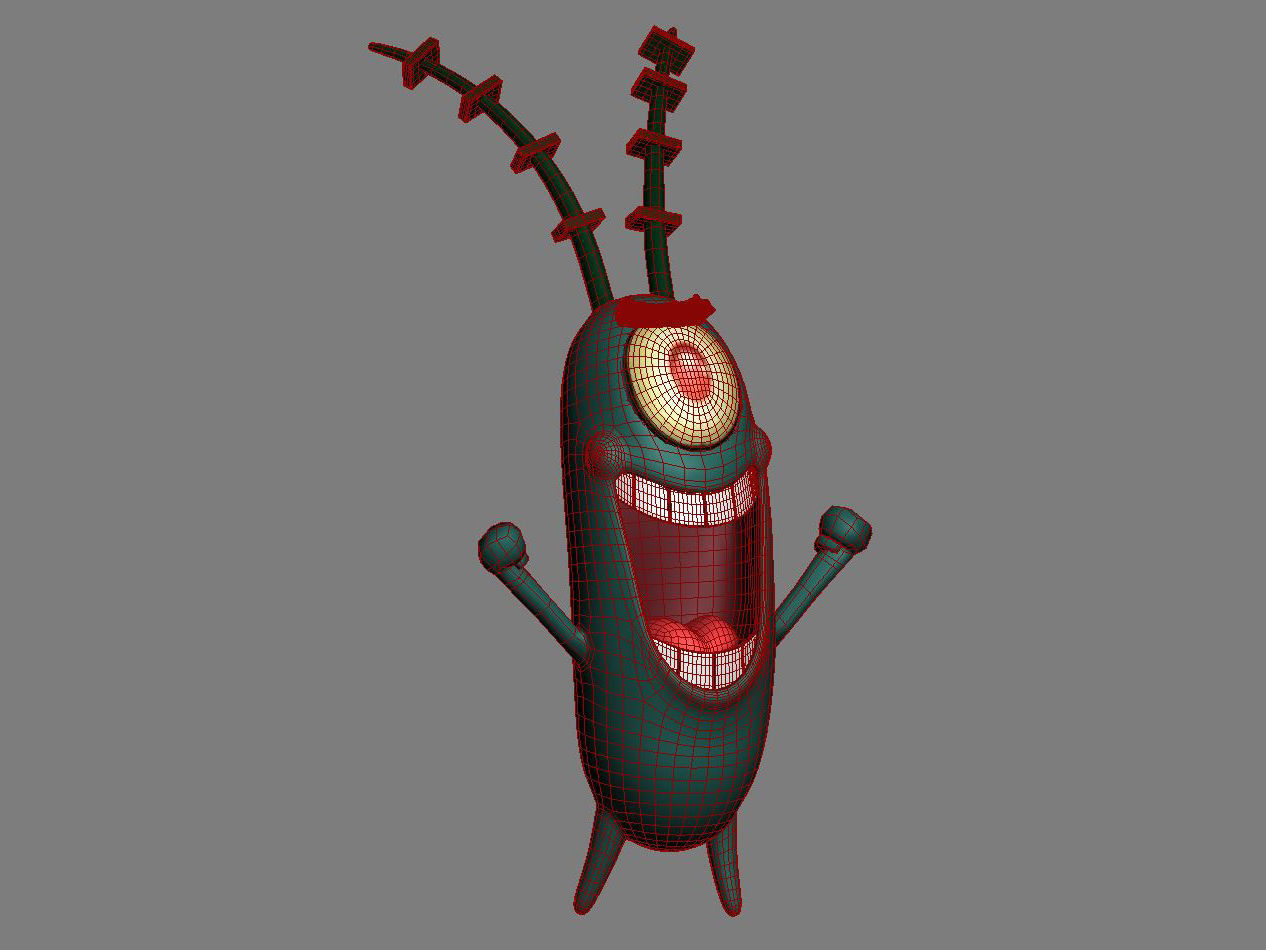 Plankton cartoon character 3D model_4