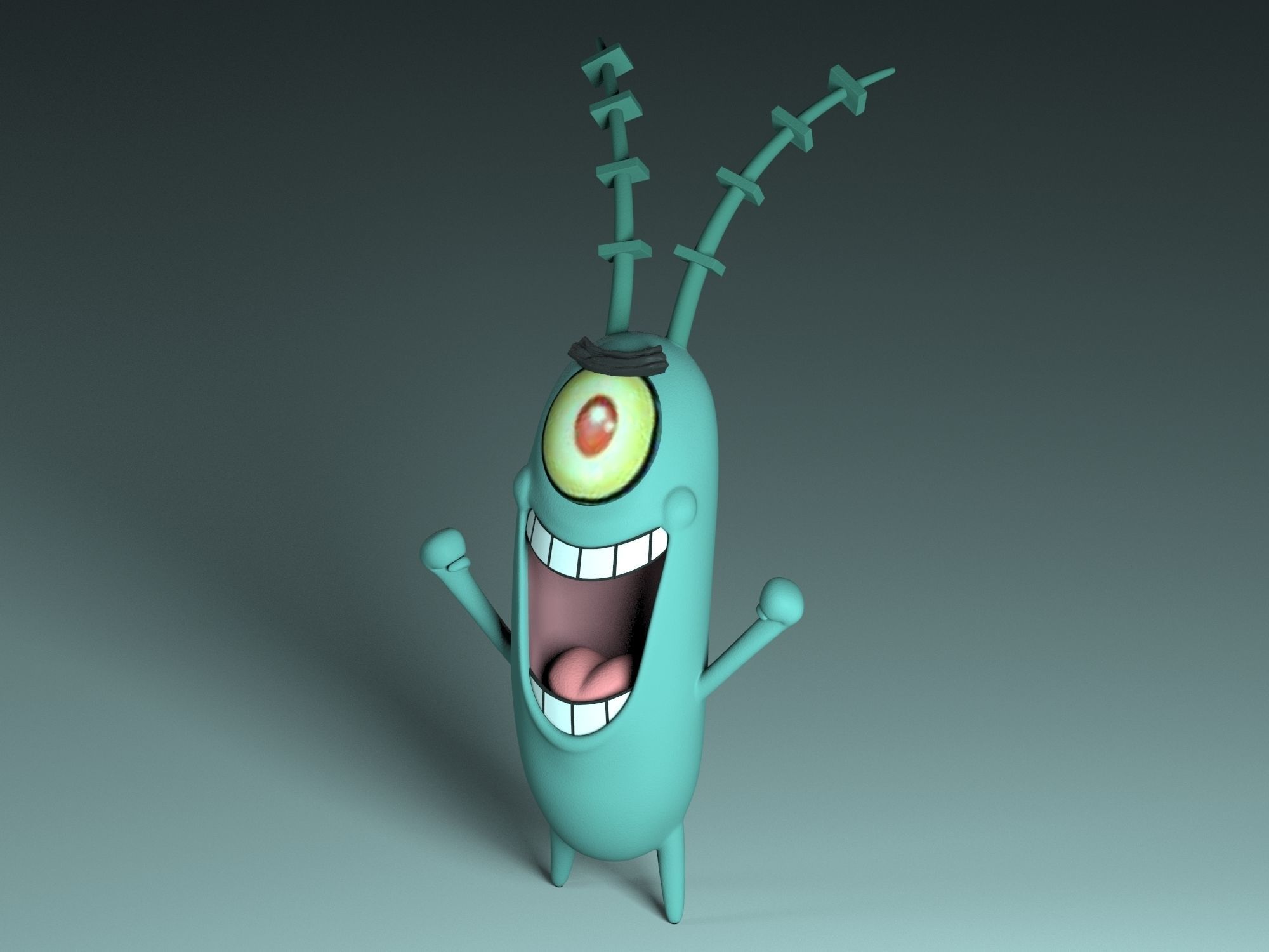 Plankton cartoon character 3D model_2