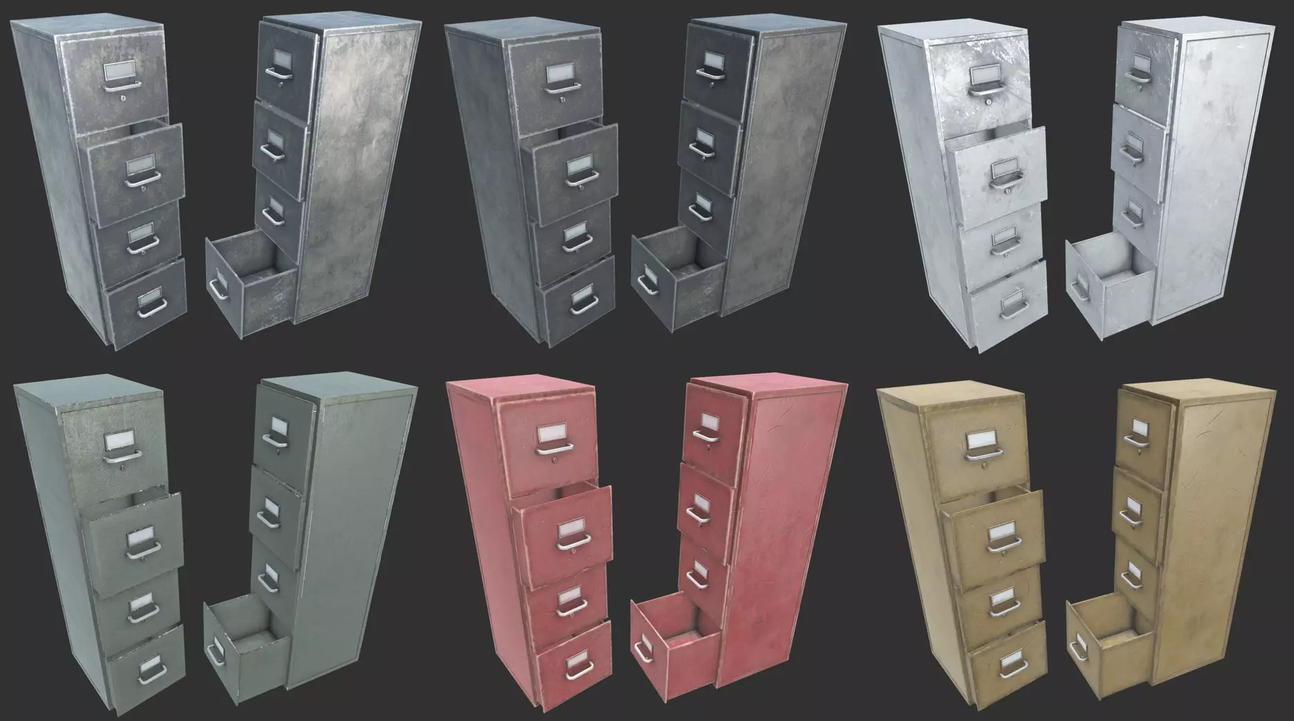File Cabinets PBR Low-poly 3D model_0