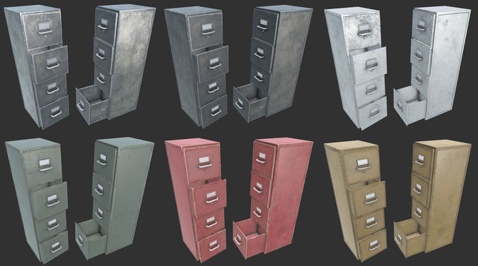 File Cabinets PBR Low-poly 3D model