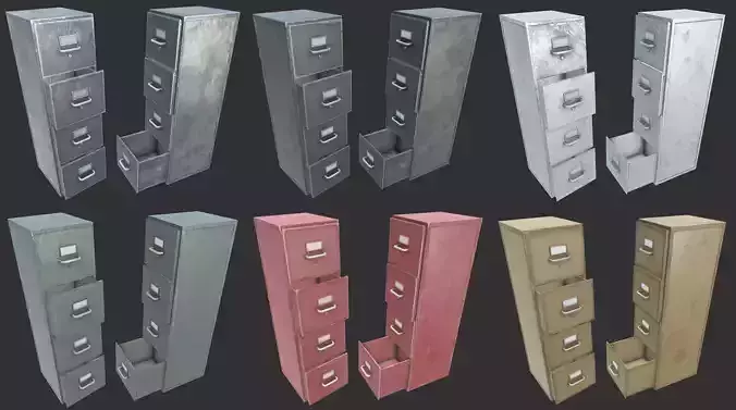 File Cabinets PBR Low-poly 3D model
