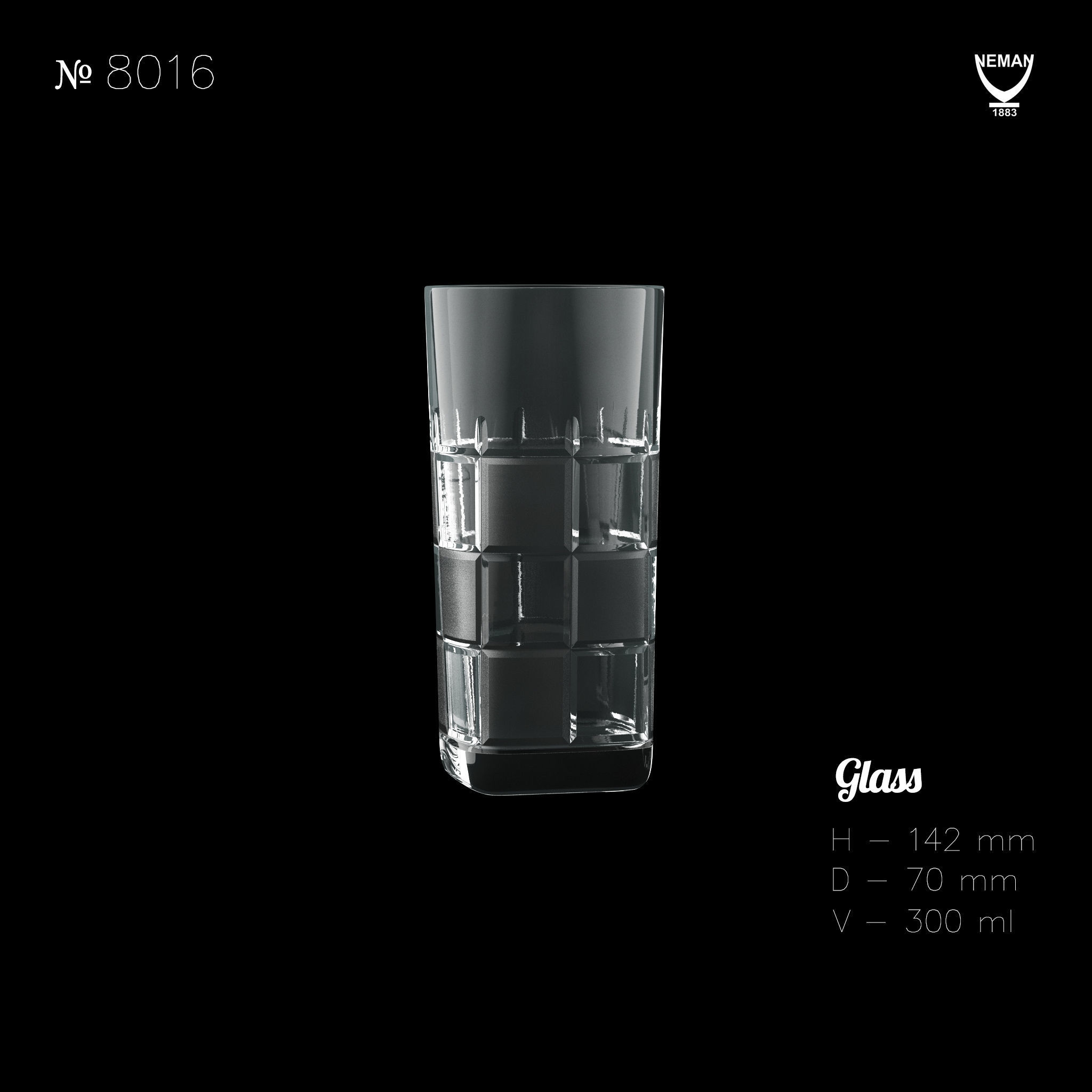 Set 8016 glass tumbler Low-poly 3D model_1