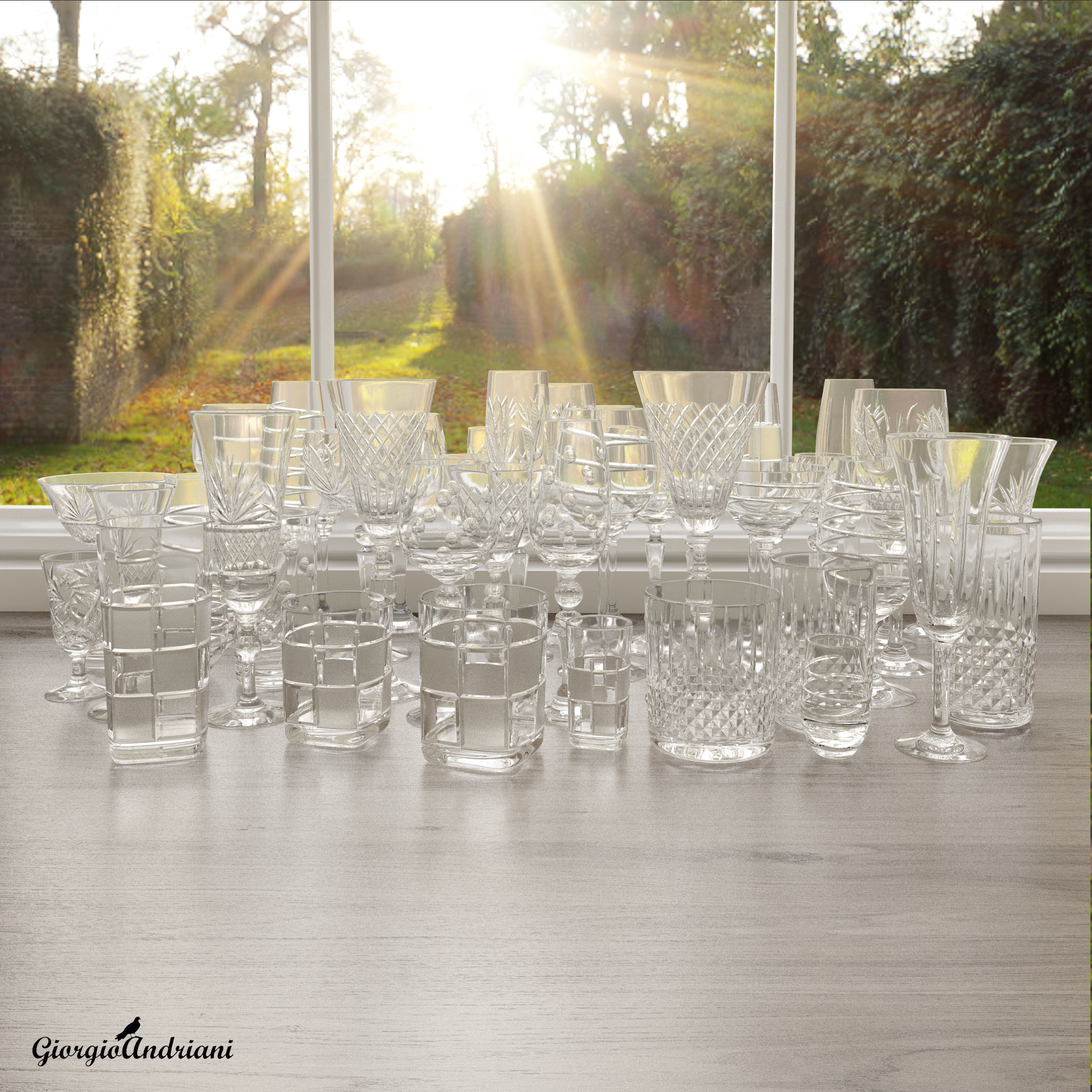 Set 8016 glass tumbler Low-poly 3D model_5