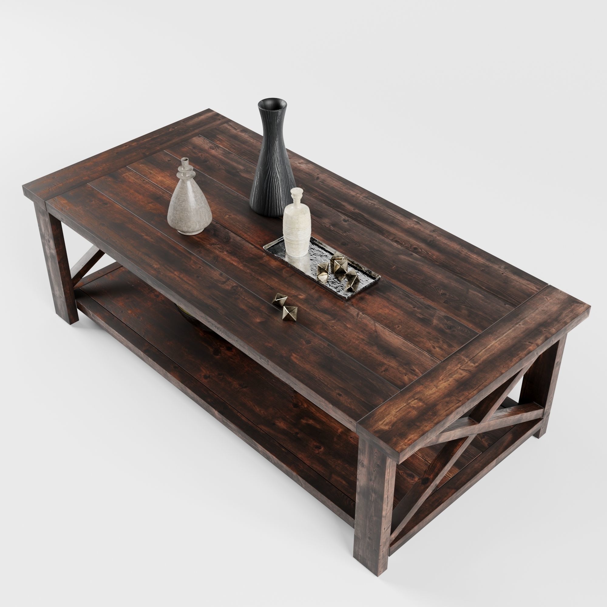 Ana White Rustic X Coffee Table 3D model_1
