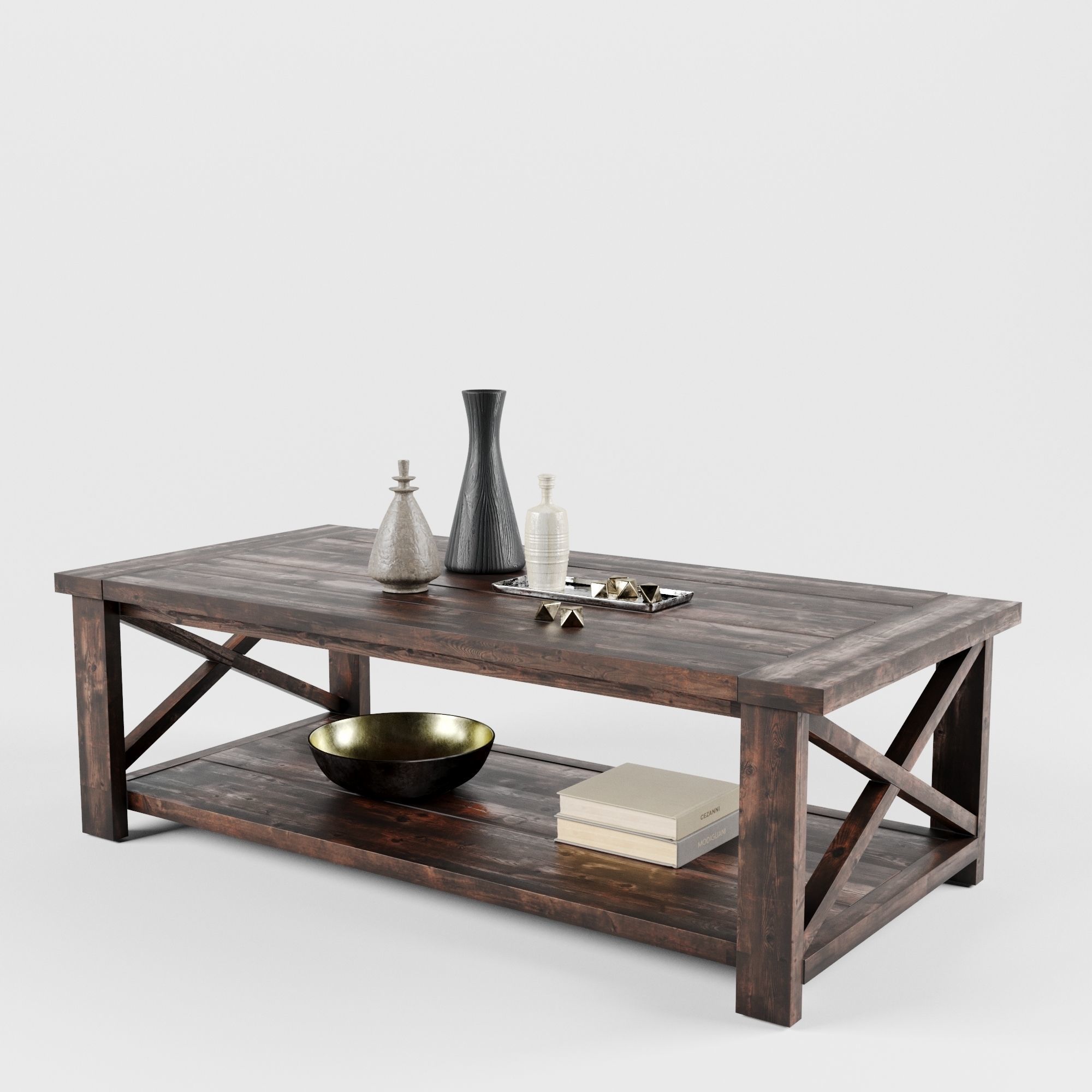 Ana White Rustic X Coffee Table 3D model_4