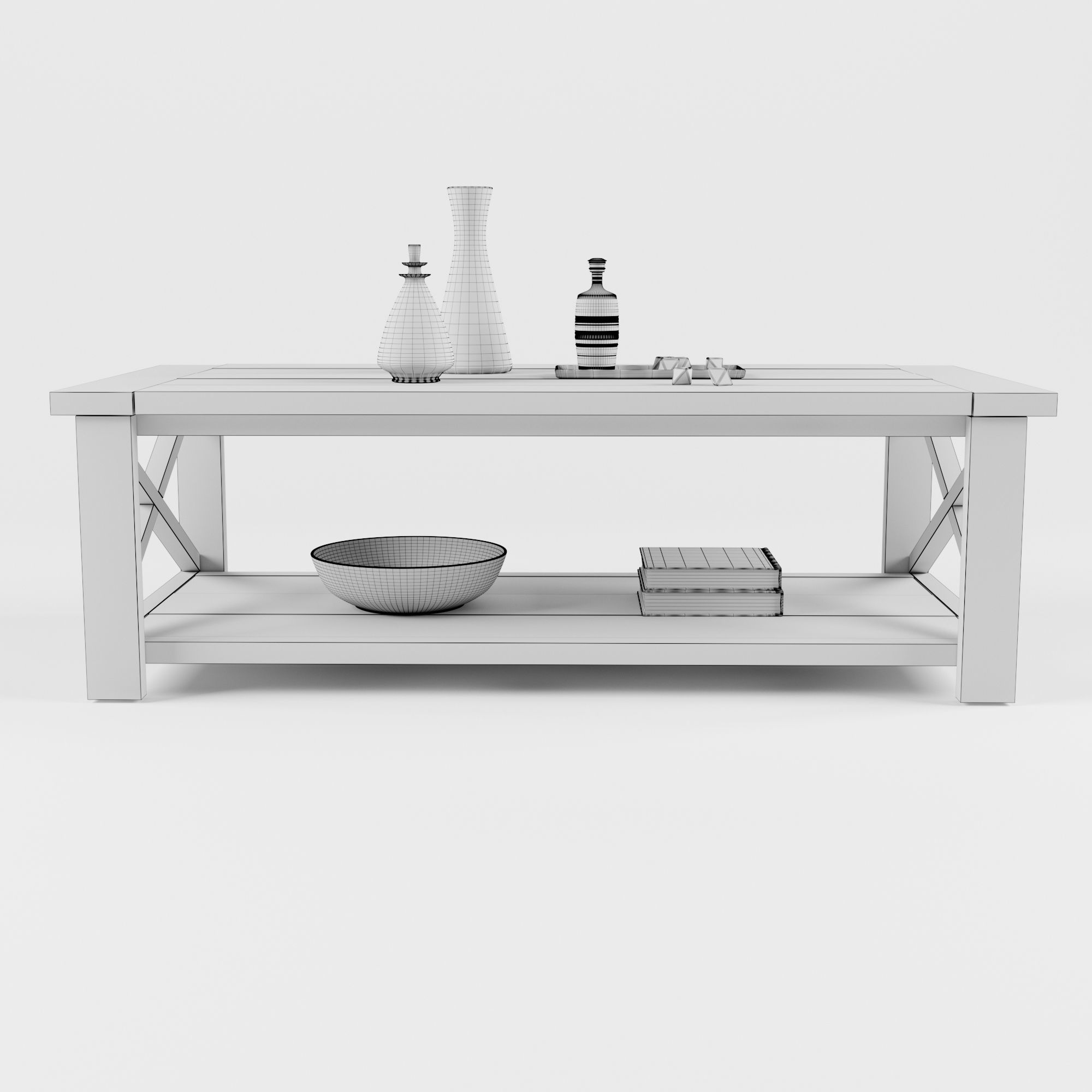 Ana White Rustic X Coffee Table 3D model_8