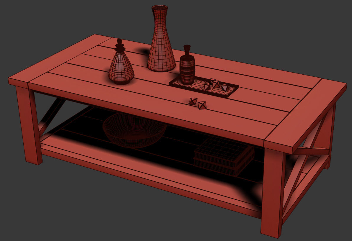 Ana White Rustic X Coffee Table 3D model_9