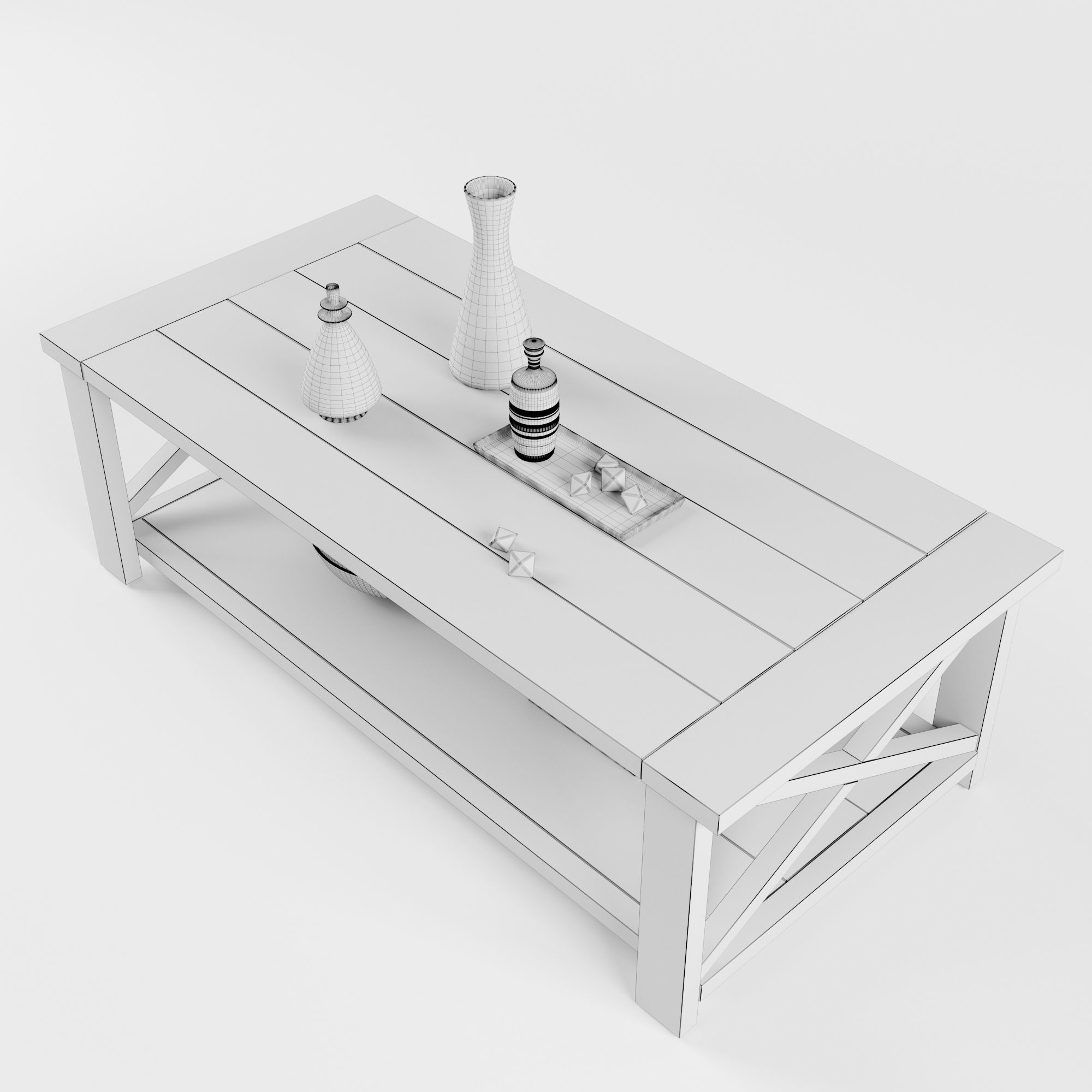 Ana White Rustic X Coffee Table 3D model_5