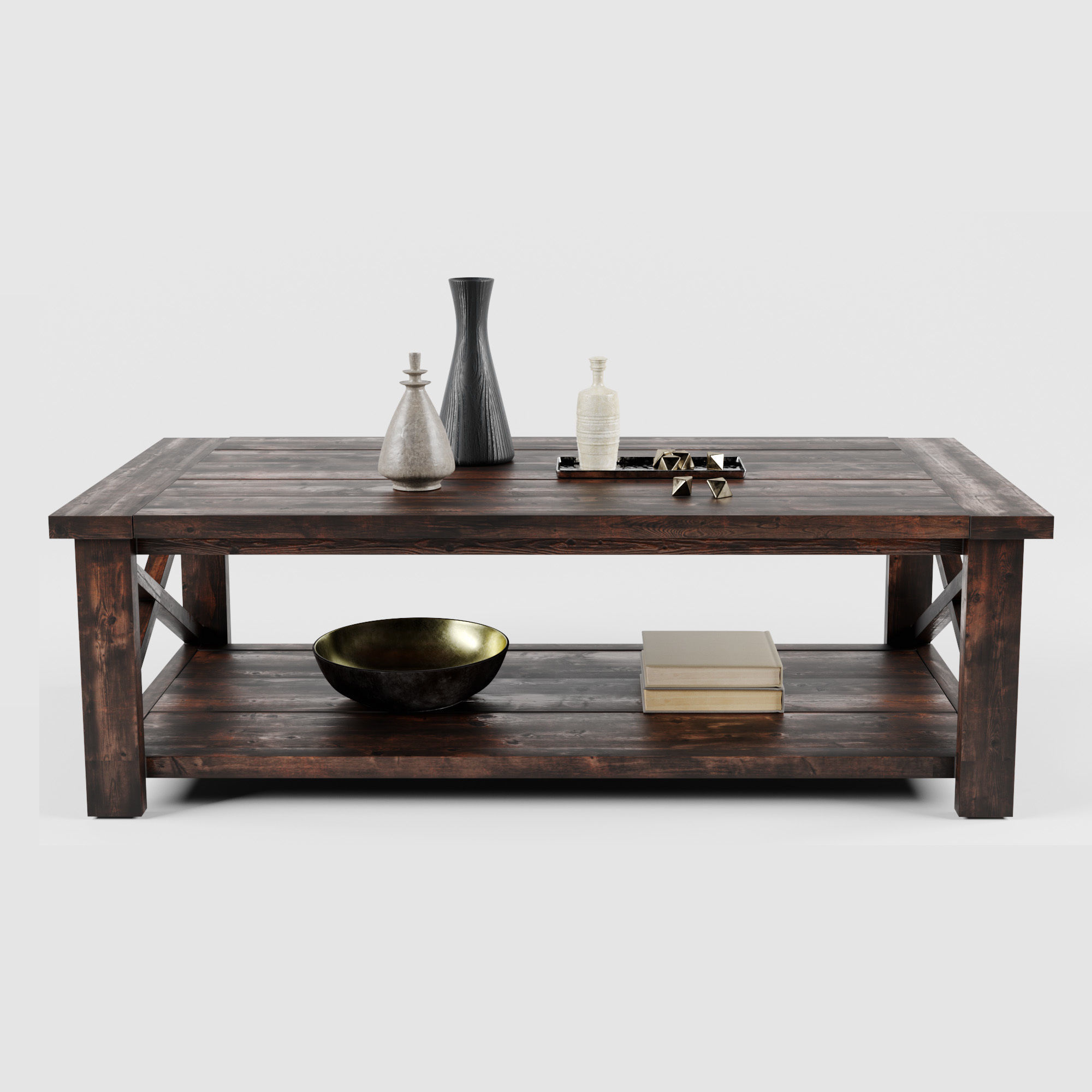 Ana White Rustic X Coffee Table 3D model_3