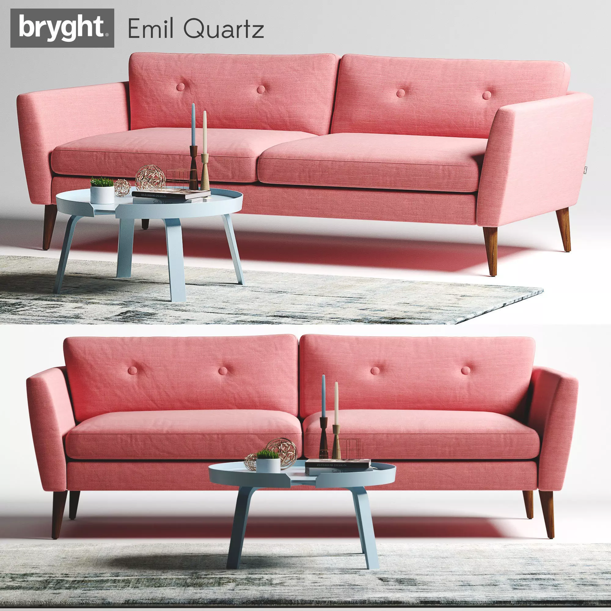 Bryght Emil Quartz Rose Sofa 3D model