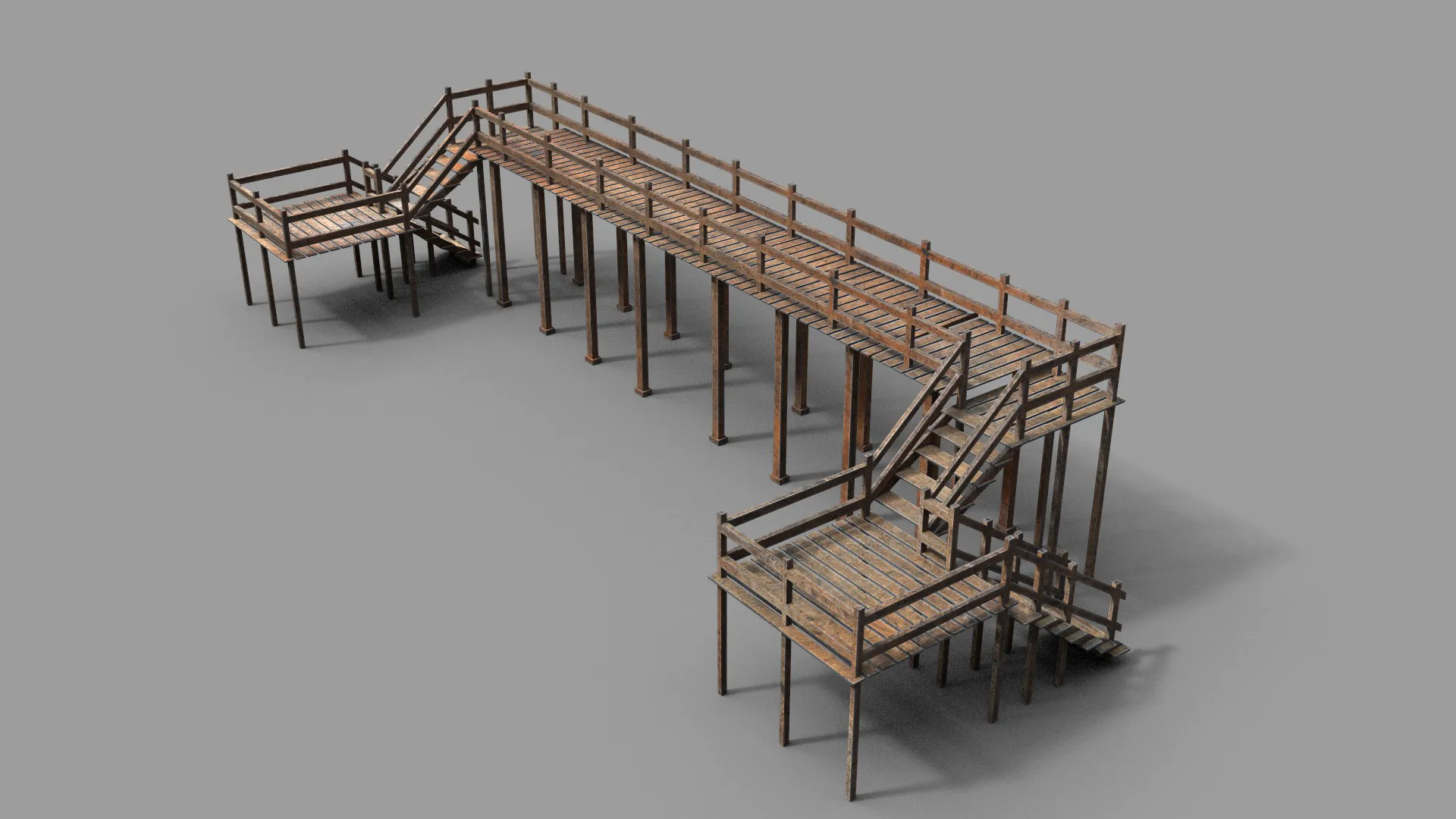 3D model High Wooden Bridge PBR VR / AR / low-poly | CGTrader