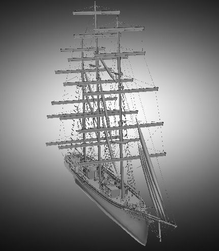Three-masted ship 3D model_0
