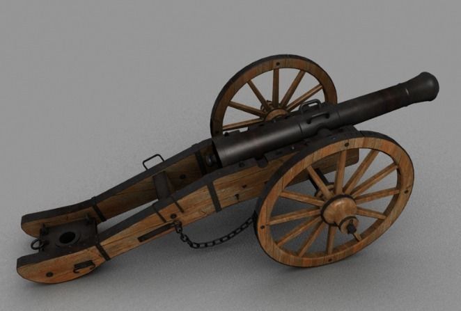 Field Cannon Low-poly 3D model_0