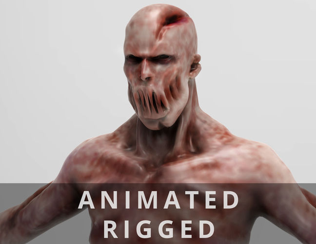 Walking Zombie Rigged  Animated Low-poly 3D model