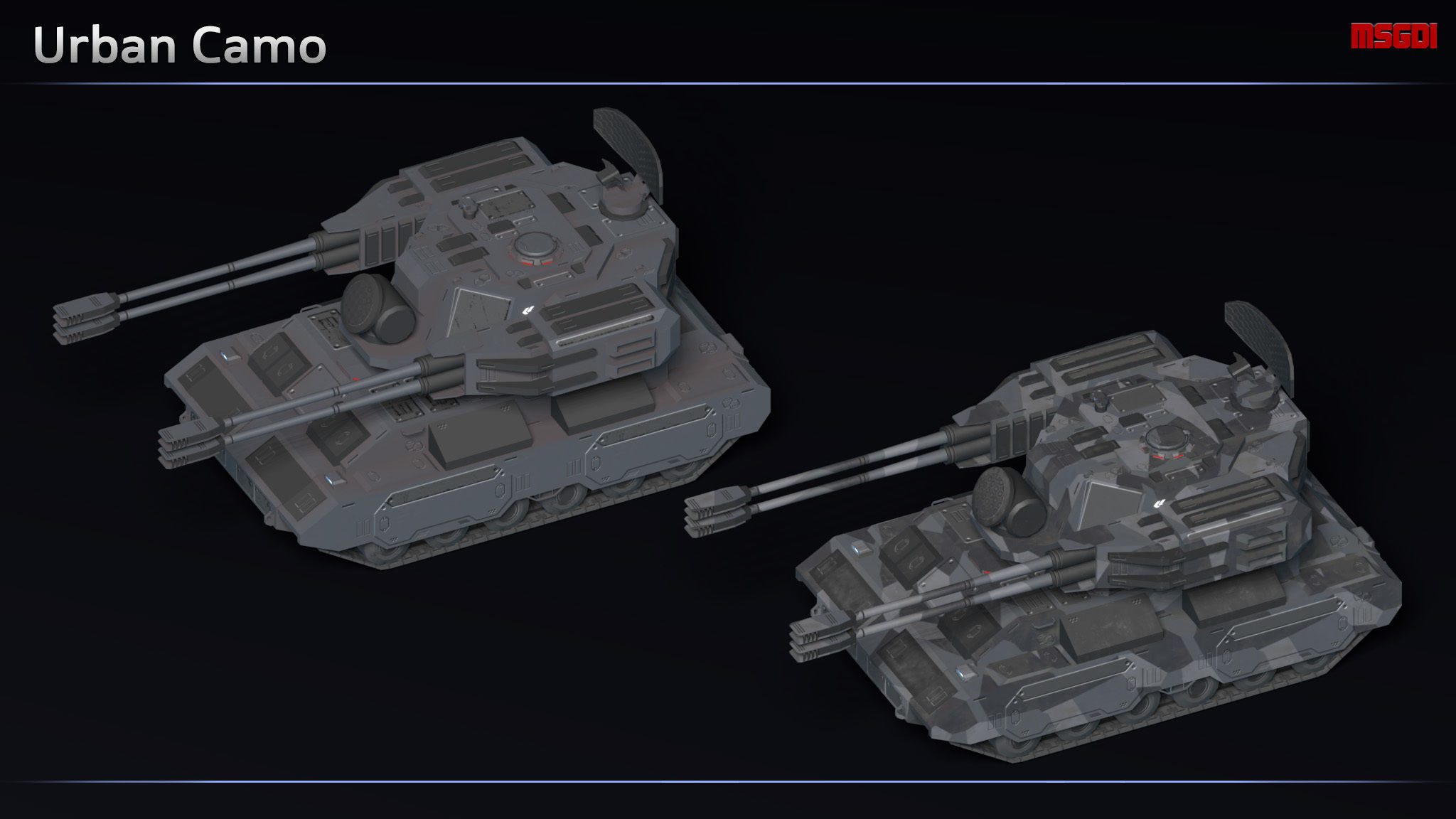 Scifi Shredder Anti Air Tank Low-poly 3D model_6