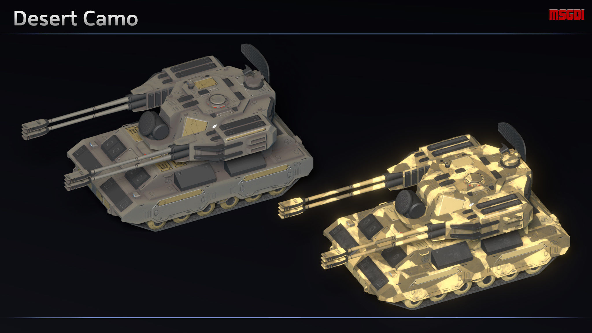 Scifi Shredder Anti Air Tank Low-poly 3D model_8