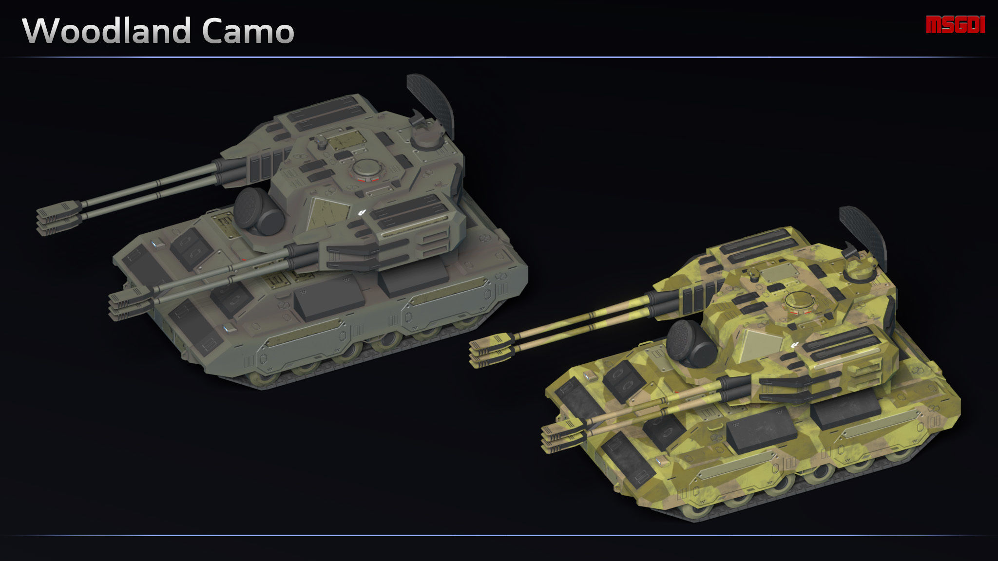 Scifi Shredder Anti Air Tank Low-poly 3D model_7