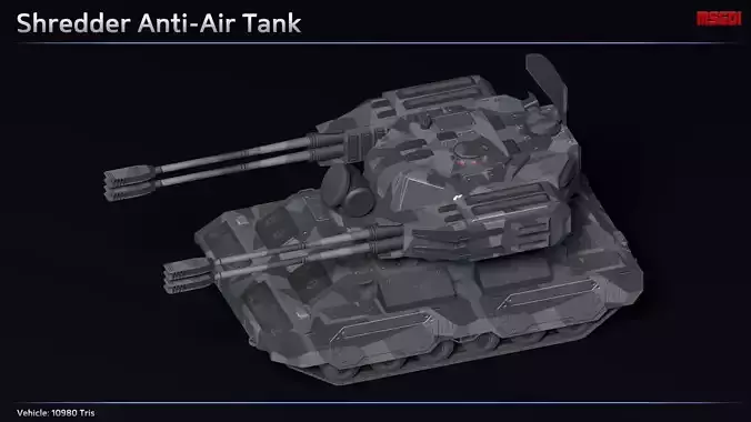 Scifi Shredder Anti Air Tank Low-poly 3D model
