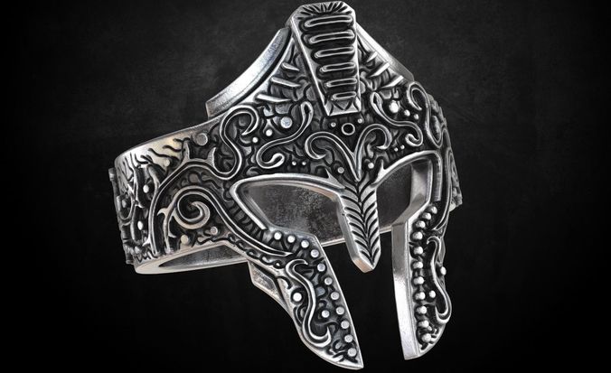 Ring with a Greek knight helmet  many sizes 177 3D print model