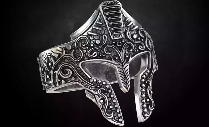 Ring with a Greek knight helmet  many sizes 177