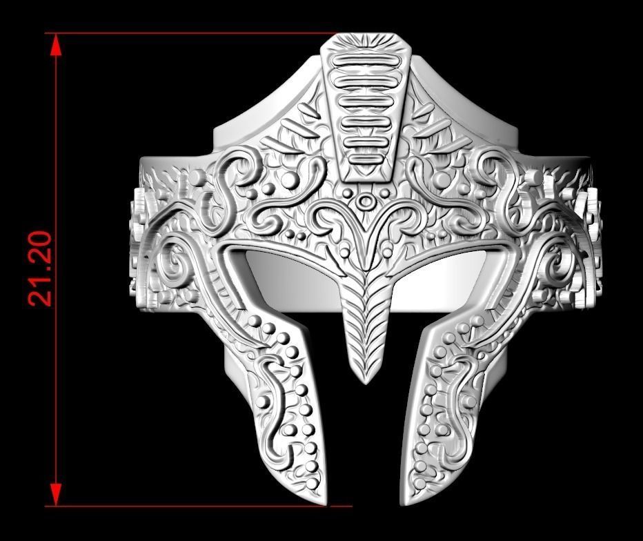 Ring with a Greek knight helmet  many sizes 177 3D print model_12