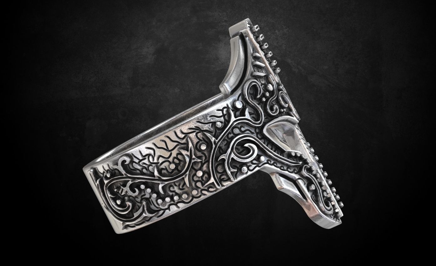 Ring with a Greek knight helmet  many sizes 177 3D print model_7