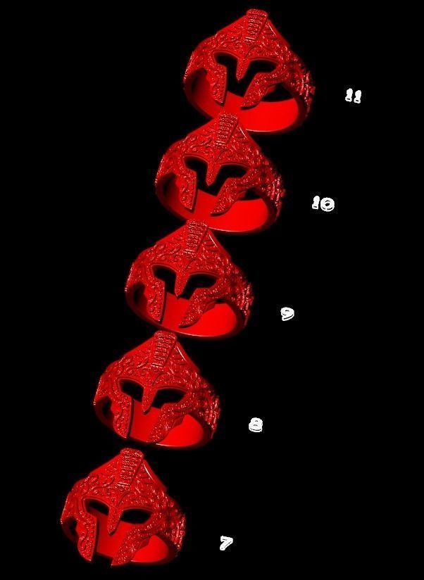 Ring with a Greek knight helmet  many sizes 177 3D print model_10