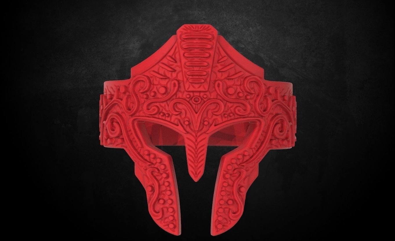 Ring with a Greek knight helmet  many sizes 177 3D print model_13