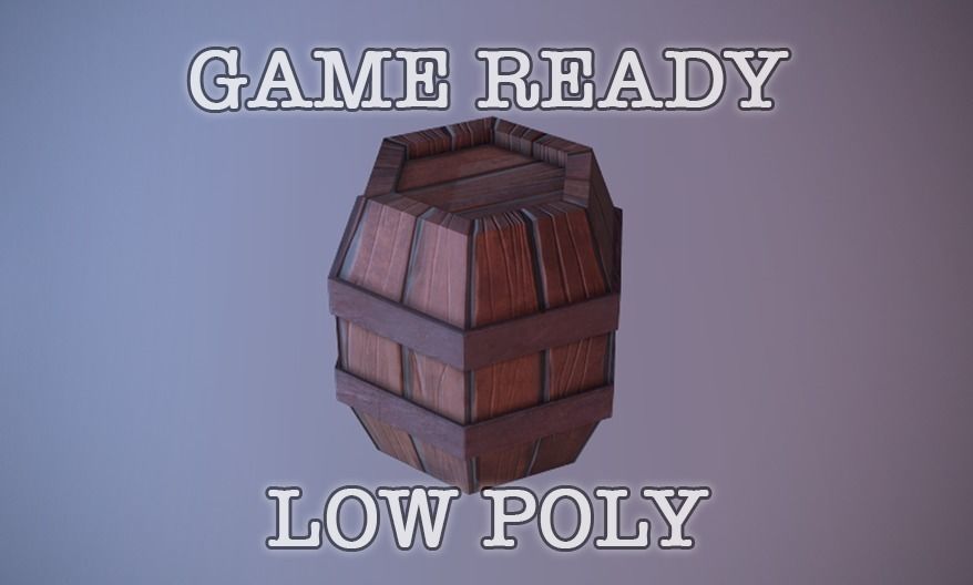 Barrel stylized low-poly game ready Low-poly 3D model_0