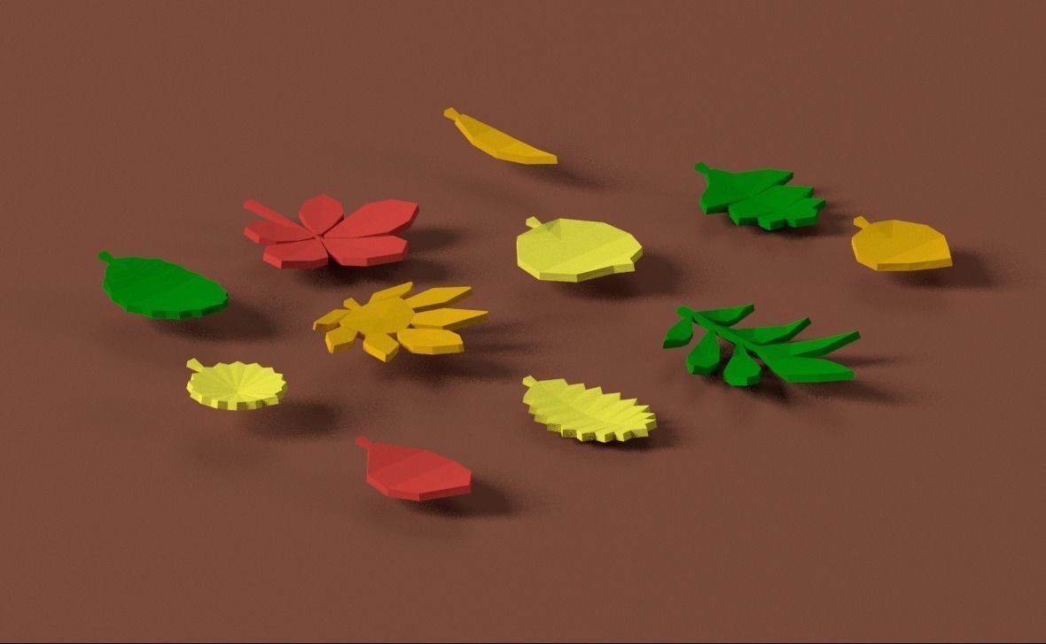 Low poly Leafs Pack Low-poly 3D model_2
