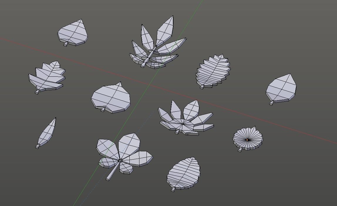 Low poly Leafs Pack Low-poly 3D model_5