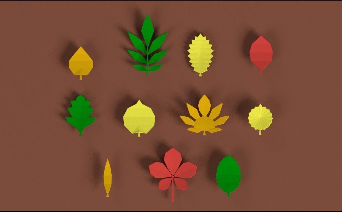 Low poly Leafs Pack Low-poly 3D model_0