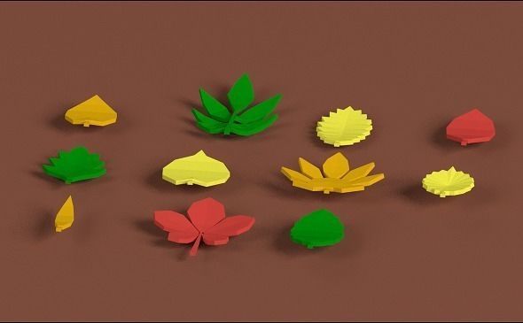 Low poly Leafs Pack Low-poly 3D model_1