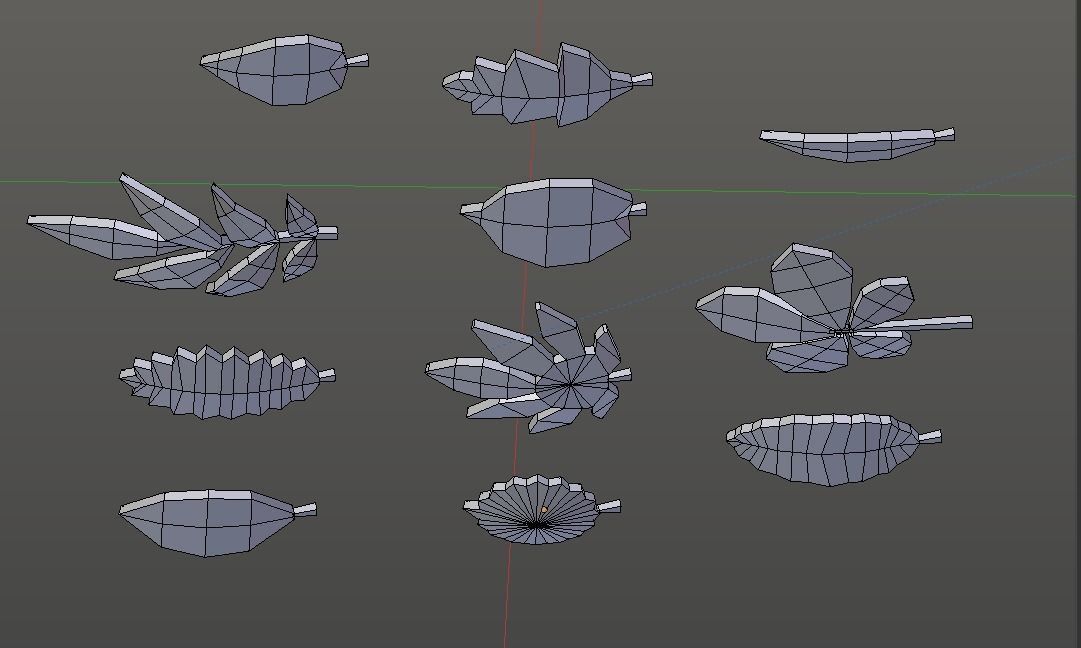 Low poly Leafs Pack Low-poly 3D model_6