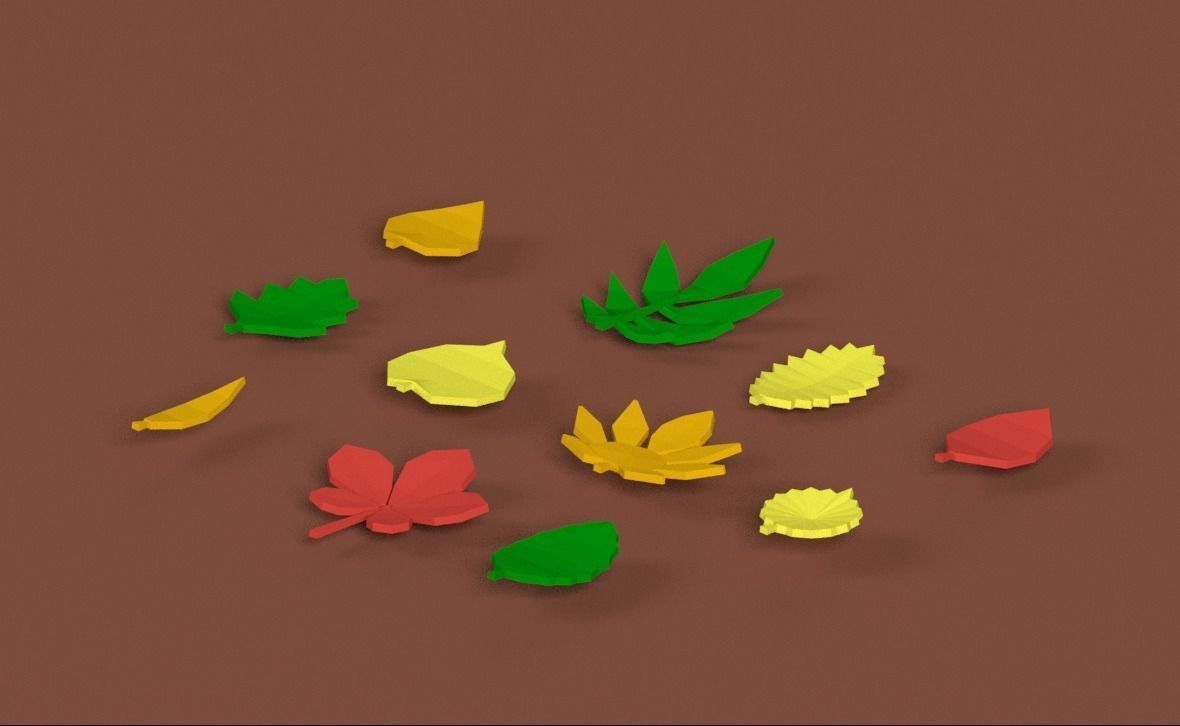 Low poly Leafs Pack Low-poly 3D model_3